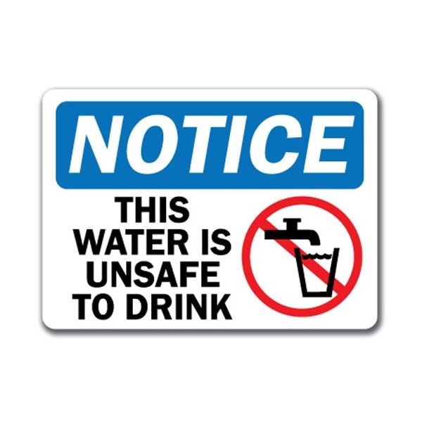 Signmission Safety Sign, 14 in Height, Plastic, 10 in Length, Unsafe Water NS-Unsafe Water - main